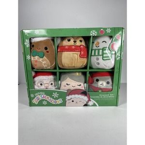 SQUISHMALLOWS 4” 2022 Christmas Winter Holiday Plush Ornament Set 6 Pack NEW